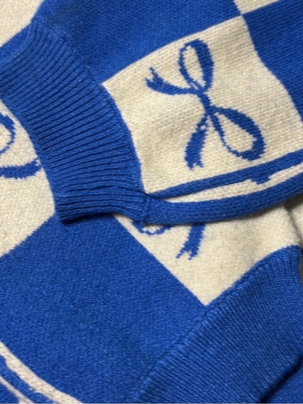 Sincerely Jules Blue and White Bow Cardigan Size M 0044 - Picture 5 of 6